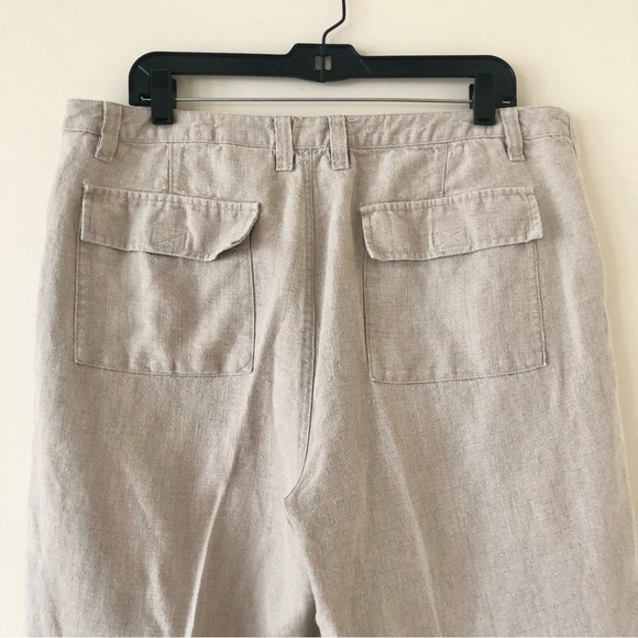 Eddie Bauer 100% Linen Khaki Cargo Pants Size 16 Tall - Picture 8 of 9